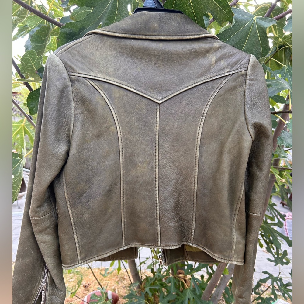 What Goes Around Comes Around Olive Jeather Jacket - Picture 6 of 7